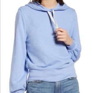 Madewell light blue bubble sleeve hoodie size XS